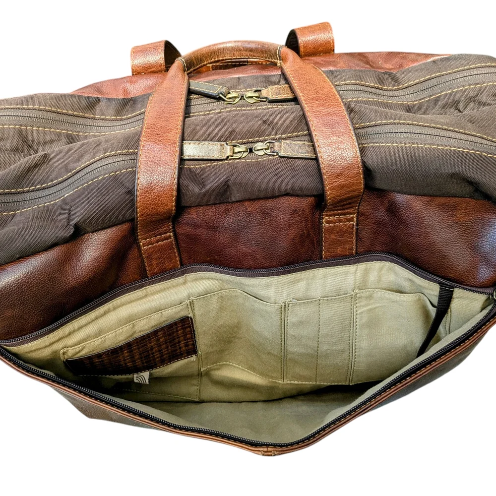 BOCONI GRATH LEATHER ALL IN ONE SUITCASE, LAPTOP, CARRY, ADJUSTABLE STRAP BAG